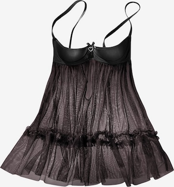 PETITE FLEUR GOLD Negligee in Black: front