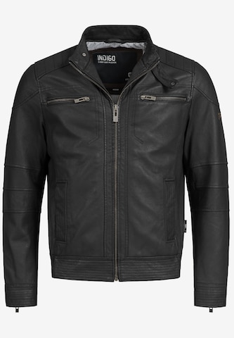 INDICODE JEANS Lederjacke 'Germo' in Schwarz: predná strana