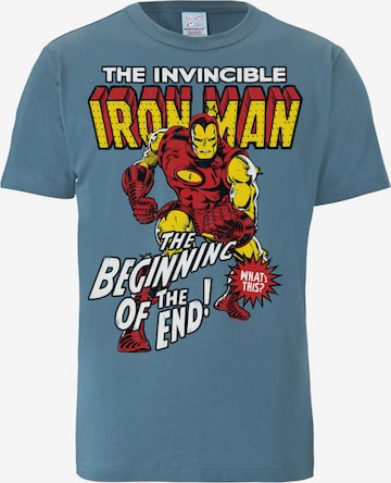 LOGOSHIRT Shirt 'Iron Man' in Blue: front