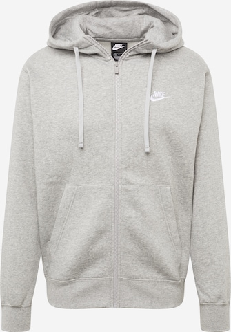 Nike Sportswear Regular fit Zip-Up Hoodie 'Club Fleece' in Grey: front