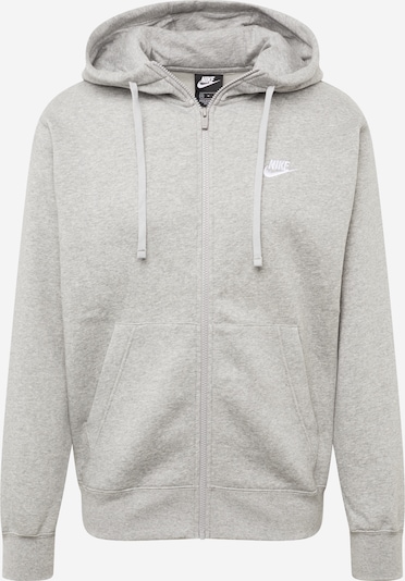 Nike Sportswear Sweatjacka 'Club Fleece' i gråmelerad / vit, Produktvy