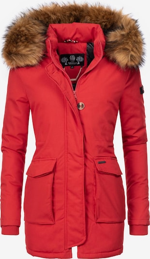 NAVAHOO Winter coat 'Schneeengel' in Brown / Neon red, Item view