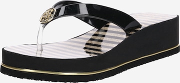 Tongs 'Enzy' GUESS en noir : devant