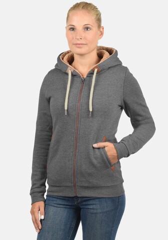DESIRES Sweatjacke 'Vicky Pile-Zip' in Grau: Vorderseite
