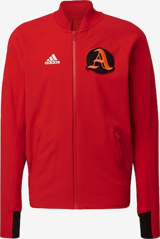 ADIDAS SPORTSWEAR Athletic Zip-Up Hoodie in Red: front