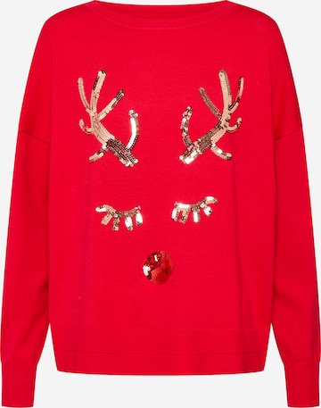 ONLY Trui 'onlXDEER L/S PULLOVER KNT' in Rood: voorkant