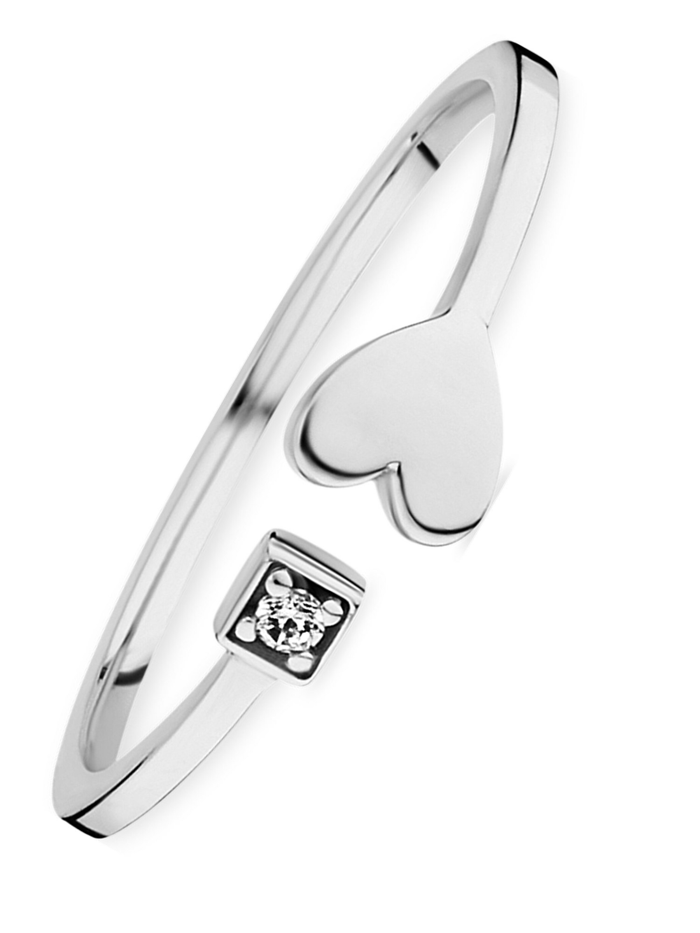caï Ring 'Square Heart' in Silber: Vorderseite