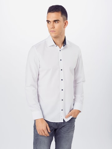 SEIDENSTICKER - Slim Fit Camisa em branco: frente