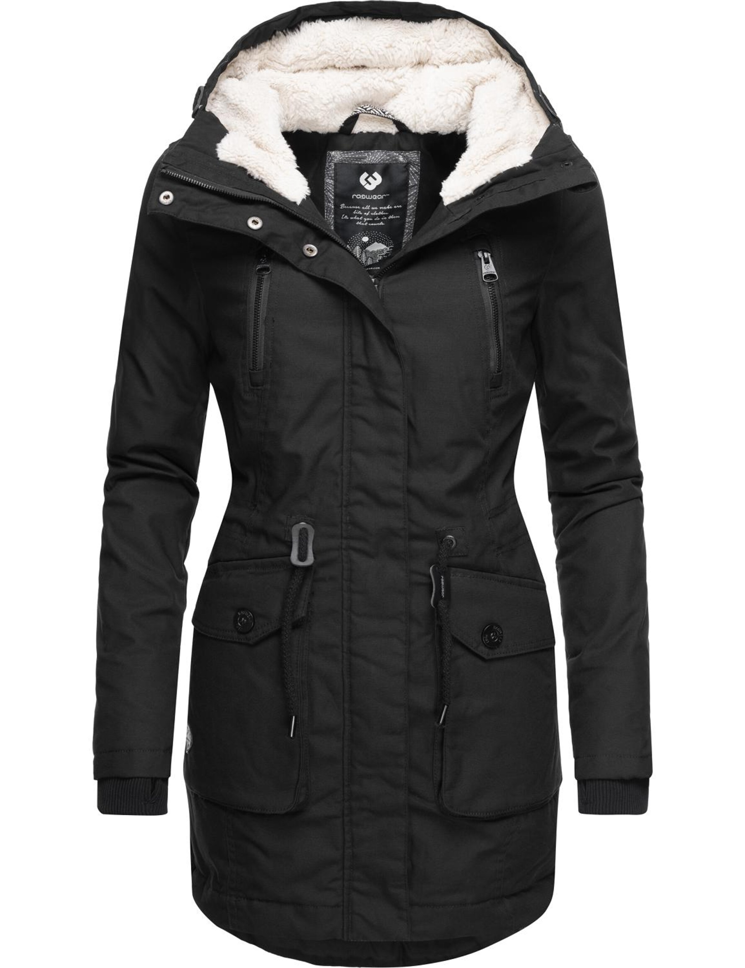 Ragwear Winter Parka in Black: front