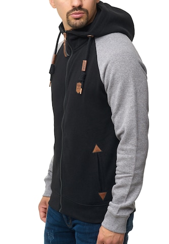 INDICODE JEANS Zip-Up Hoodie 'Arbutus' in Black