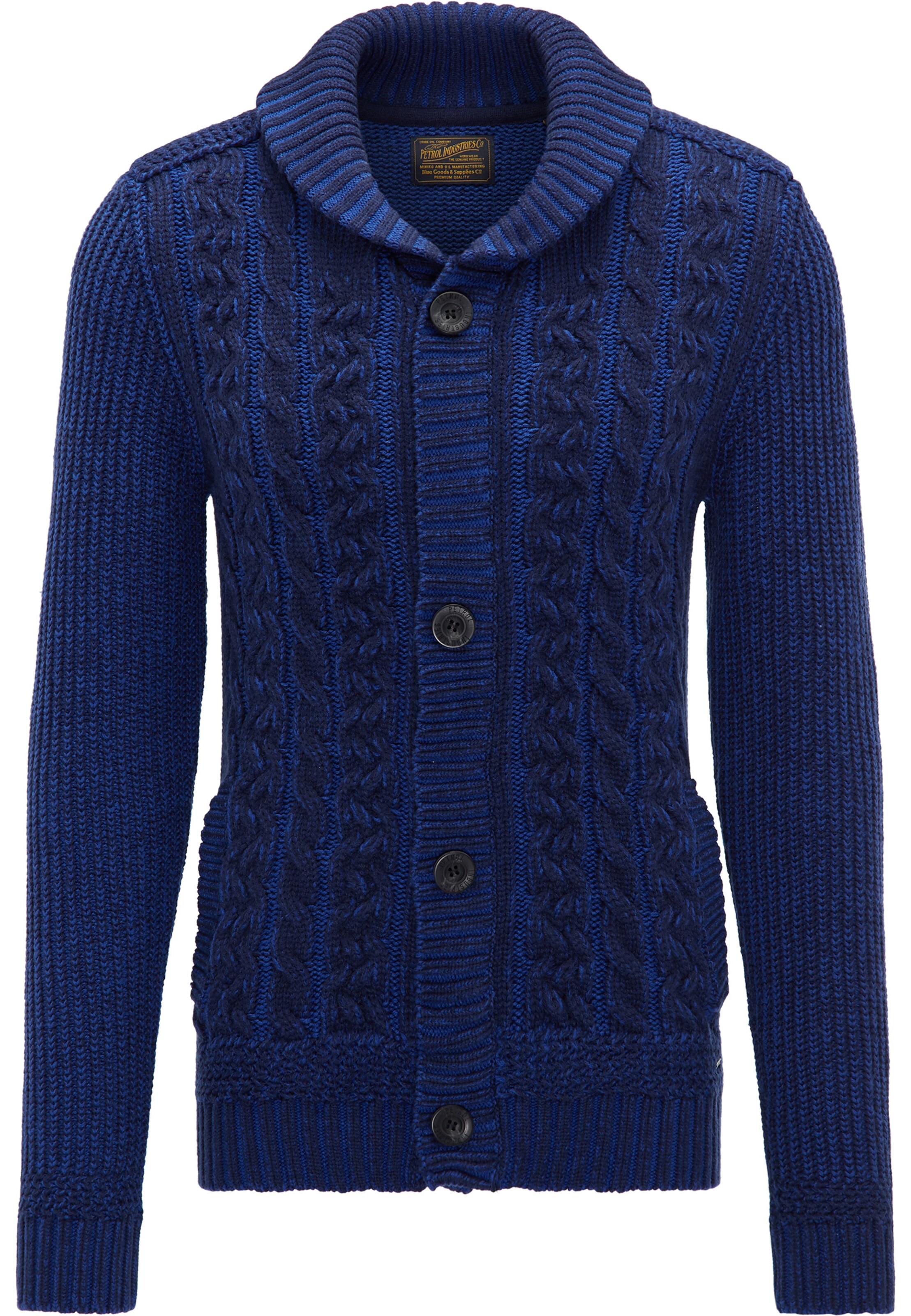 Petrol Industries - Gebreid vest in de kleur Blauw