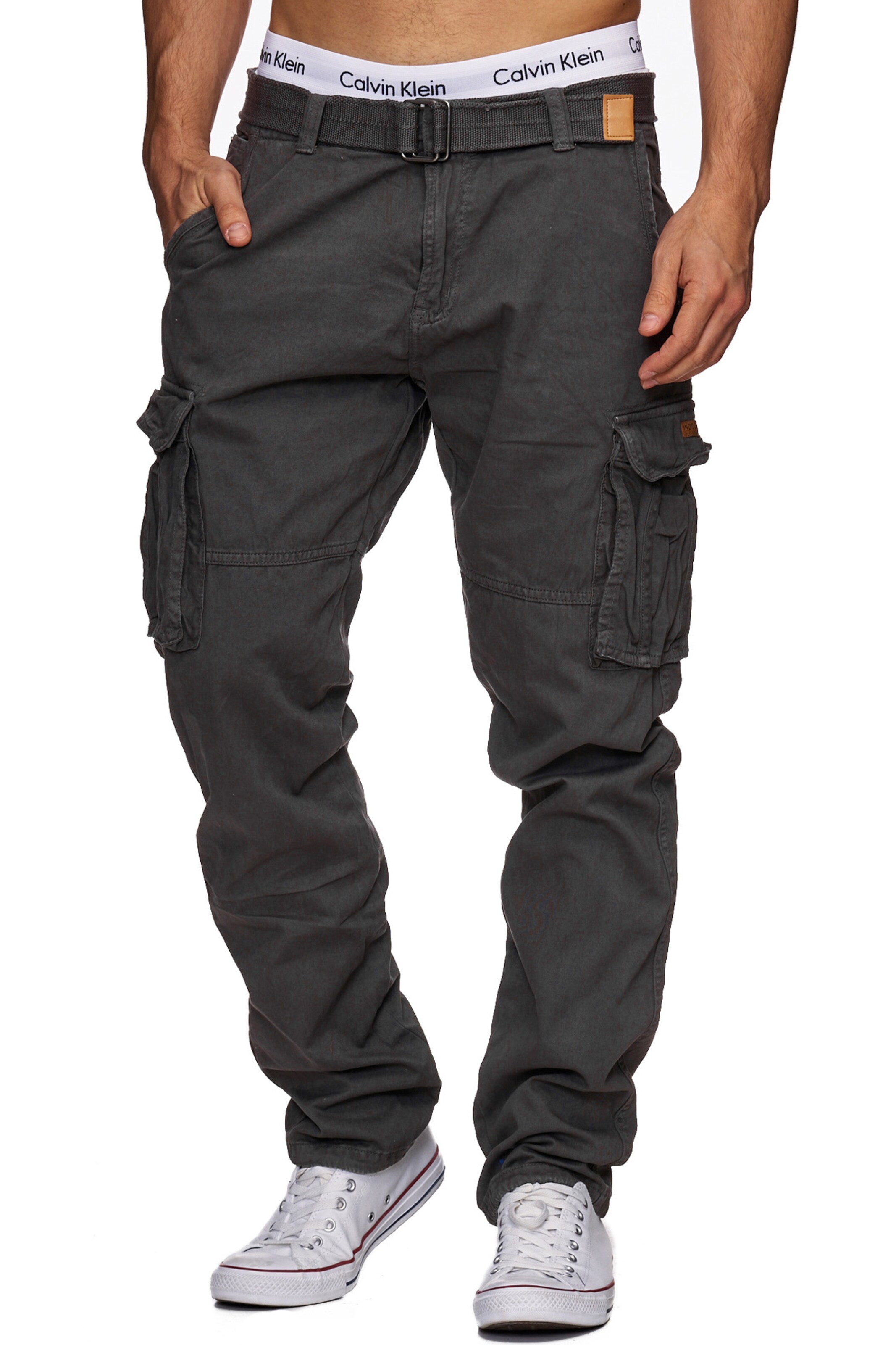 INDICODE JEANS Regular Pants ' William ' in Grey: front