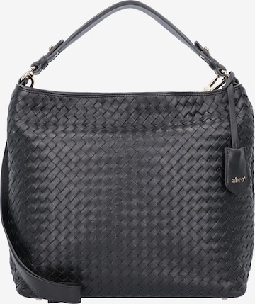 ABRO Shoulder Bag 'Piuma Weaving' in Black: front