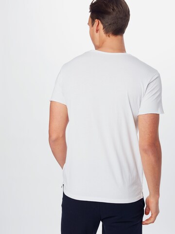 EINSTEIN & NEWTON جينز مضبوط قميص 'Black Stripe Bass' بلون أبيض