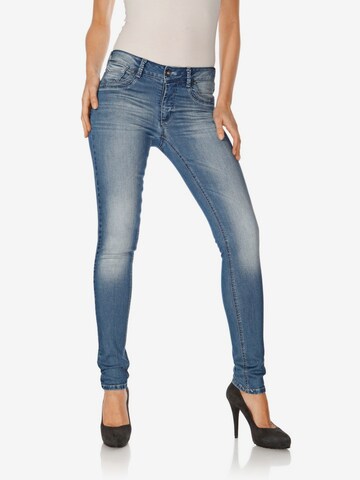 SHEEGO Slimfit Jeans in Blauw: voorkant