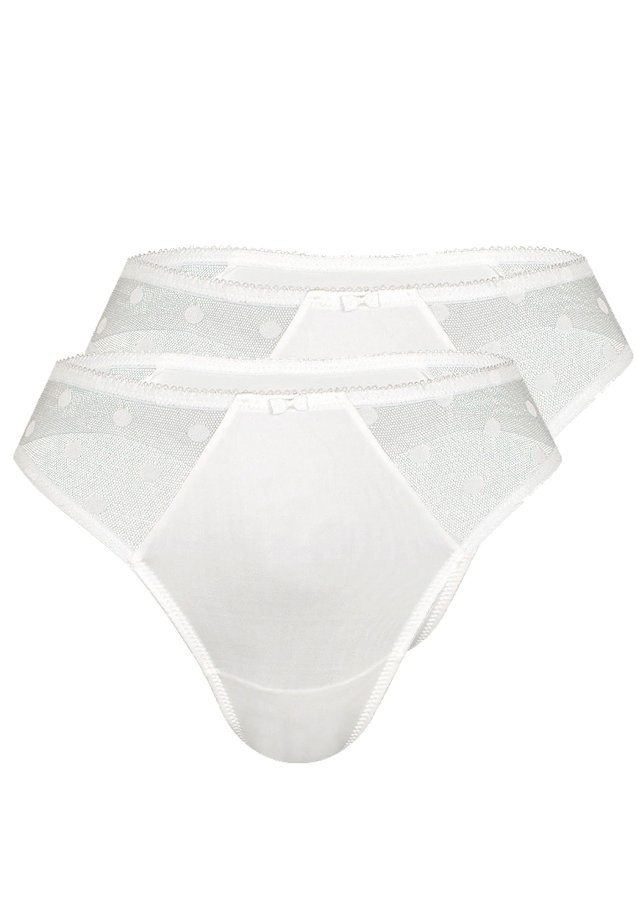 sassa String 'DOTTED MESH' in Weiß: Vorderseite