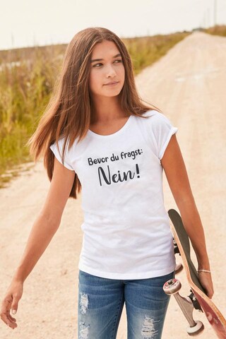 ARIZONA Shirt 'Bevor Du fragst: NEIN!' in Weiß