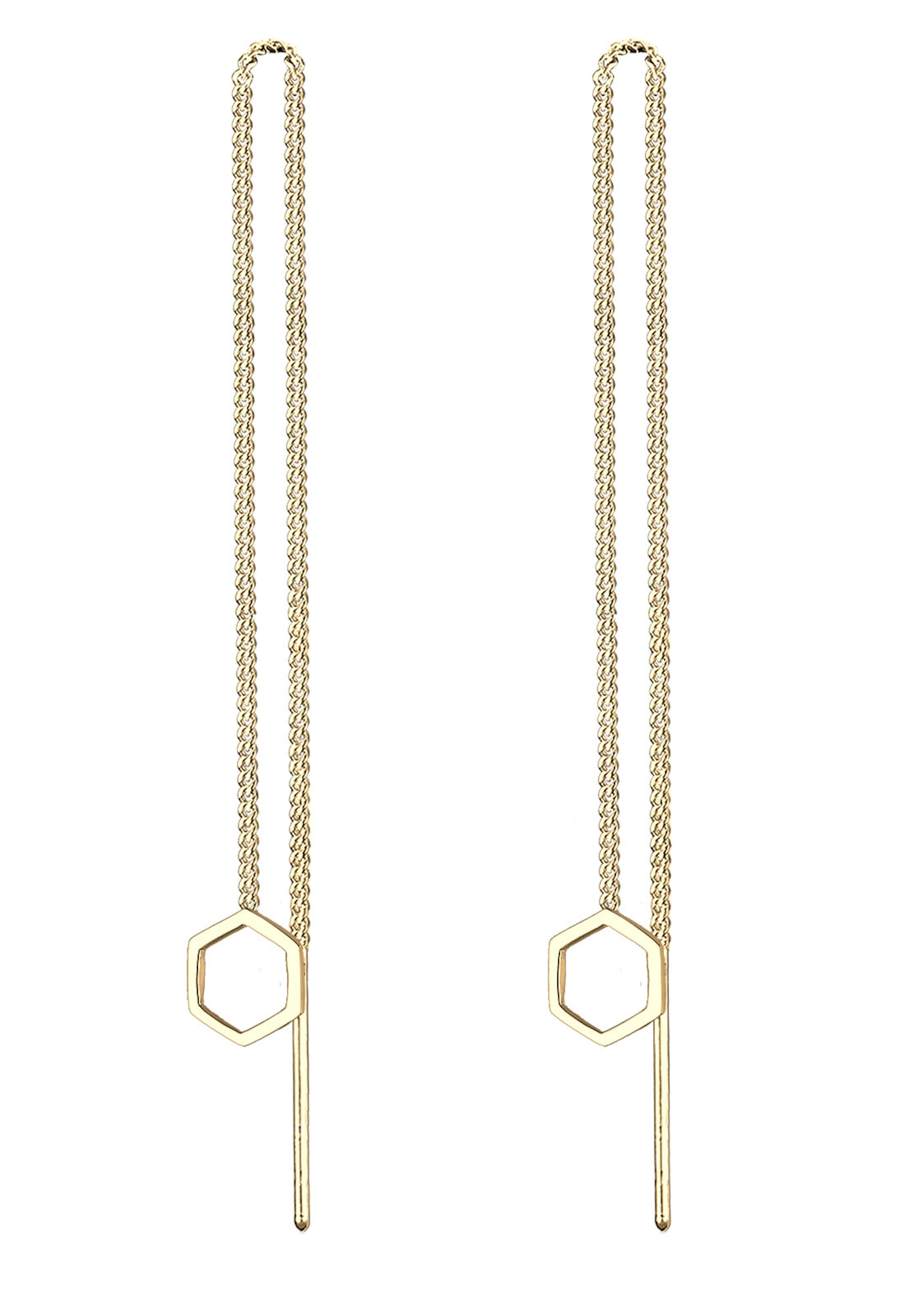 ELLI Earrings 'Hexagon' in Gold: front