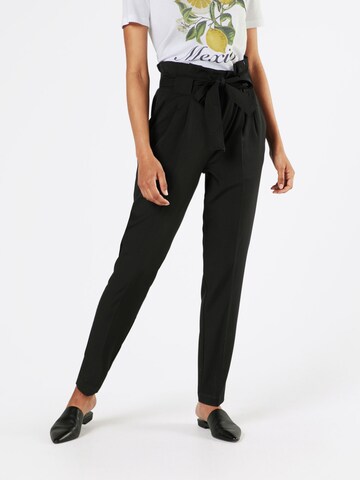 Y.A.S Regular Pleat-Front Pants in Black: front