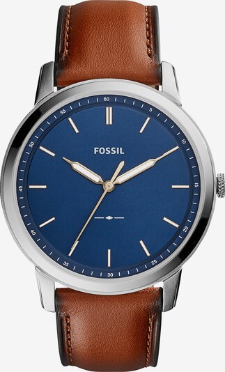 FOSSIL Analoog horloge 'The Minimalist 3H' in de kleur Donkerblauw / Bruin / Zilver, Productweergave