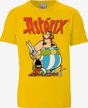 LOGOSHIRT Shirt 'Asterix & Obelix' in Yellow: front