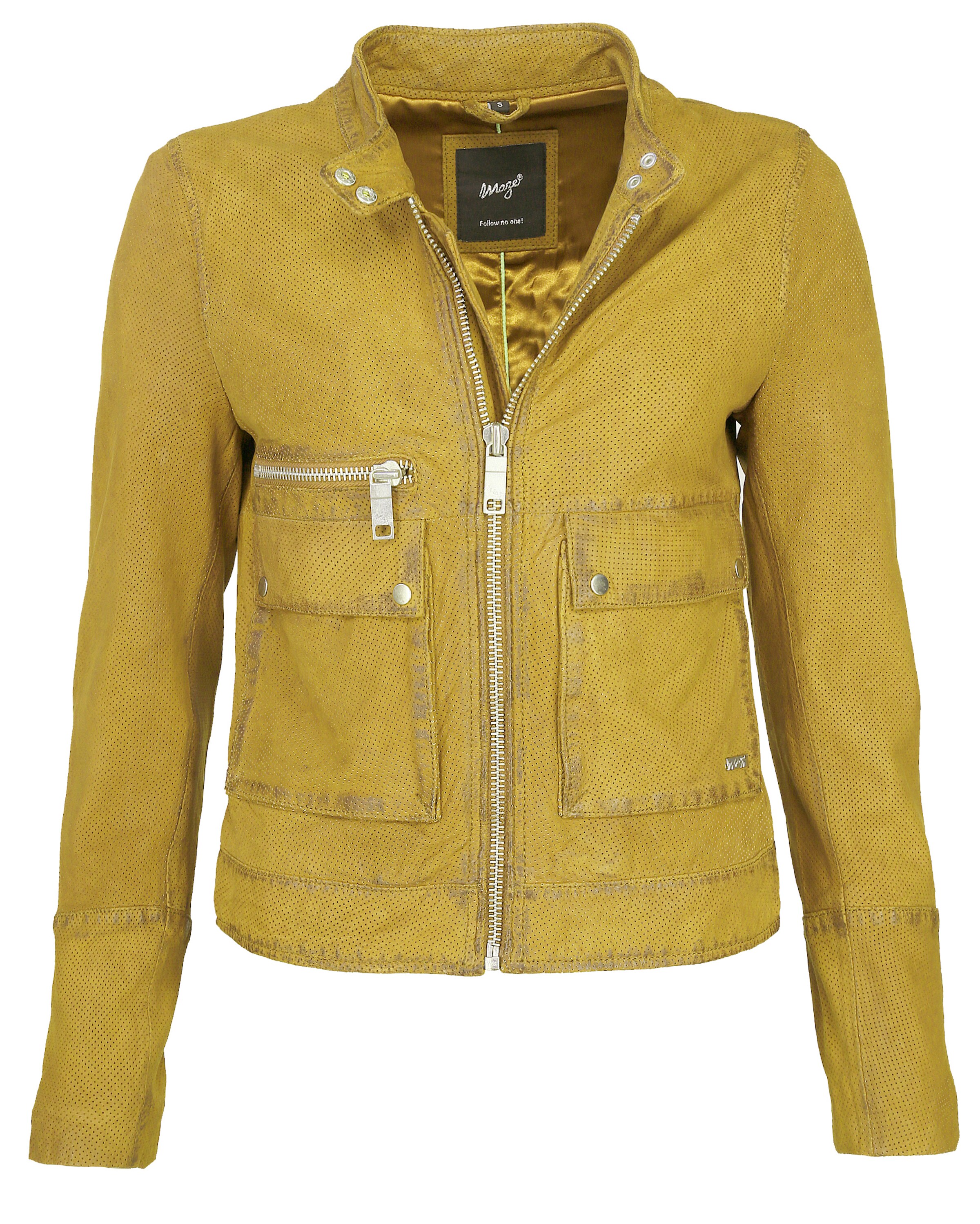 Maze Lederjacke perforiert ' Clermont ' in Gelb: Vorderseite