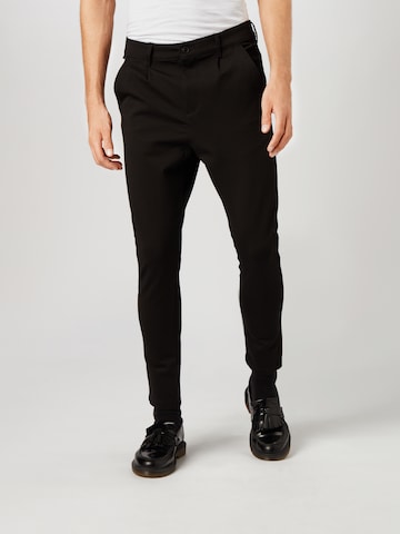 Kronstadt Slim fit Trousers with creases in Black: front