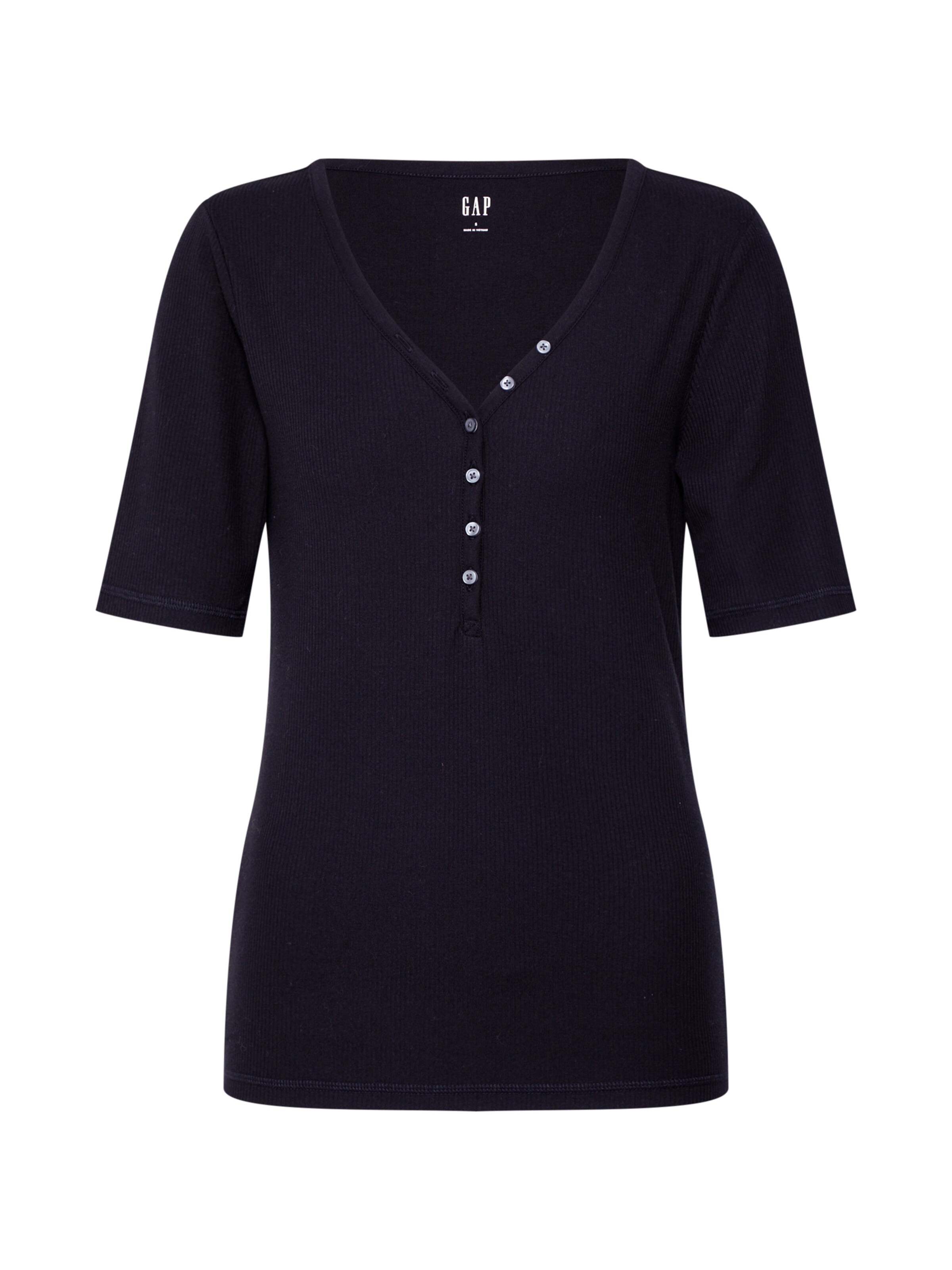 GAP - Shirt 'SS RIB V HNLY' in de kleur Zwart