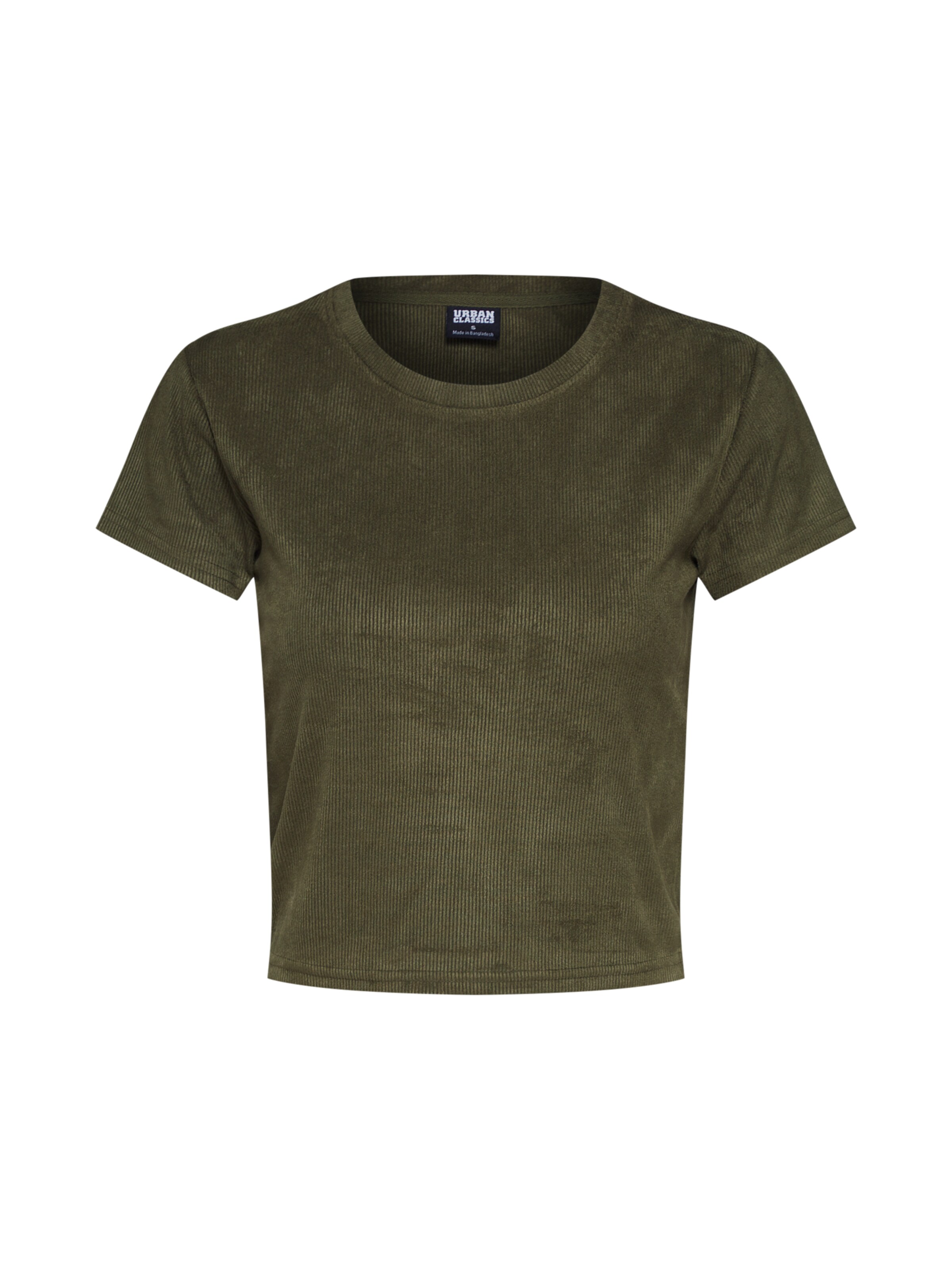 Urban Classics - Top 'Ladies Cropped Peached Rib Tee' in de kleur Olijfgroen