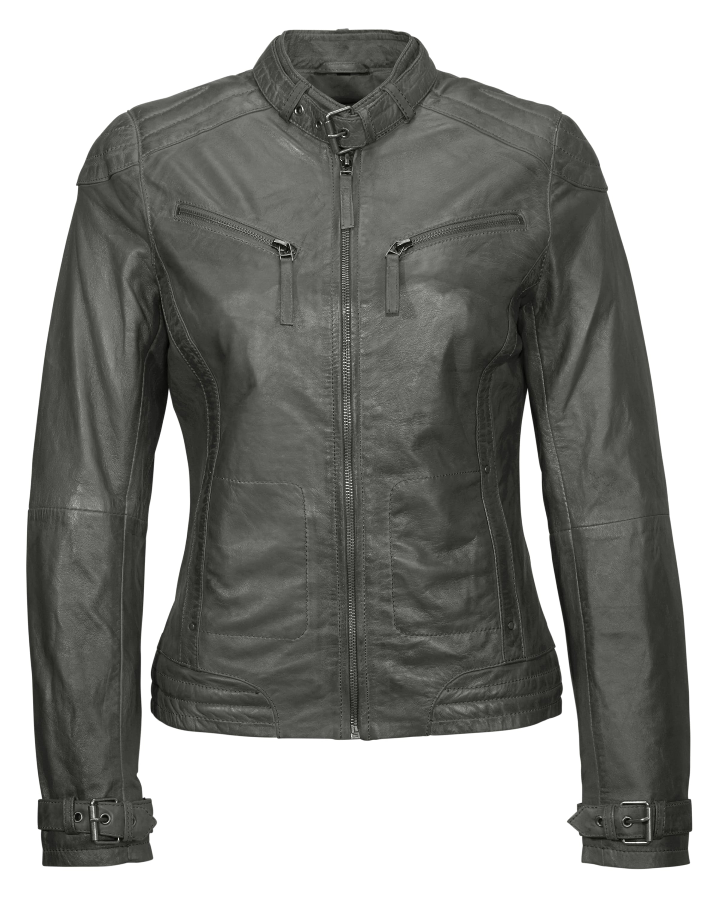MUSTANG Lederjacke 'Ryana' in Grau: Vorderseite