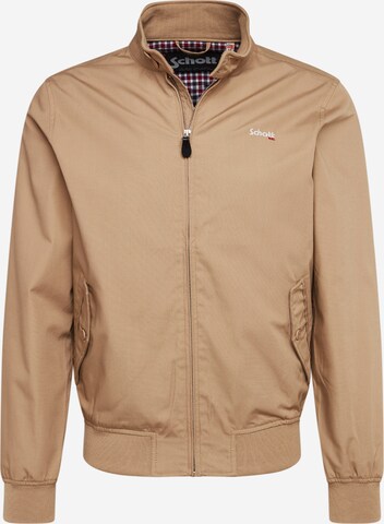 Schott NYC Regular Fit Jacke 'BLOUSON CABL BRODERIE POITRINE SCHO' in Beige: predná strana