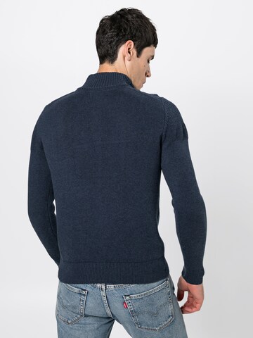 Pier One Pullover 'Structured Troyer' i blå: tilbage