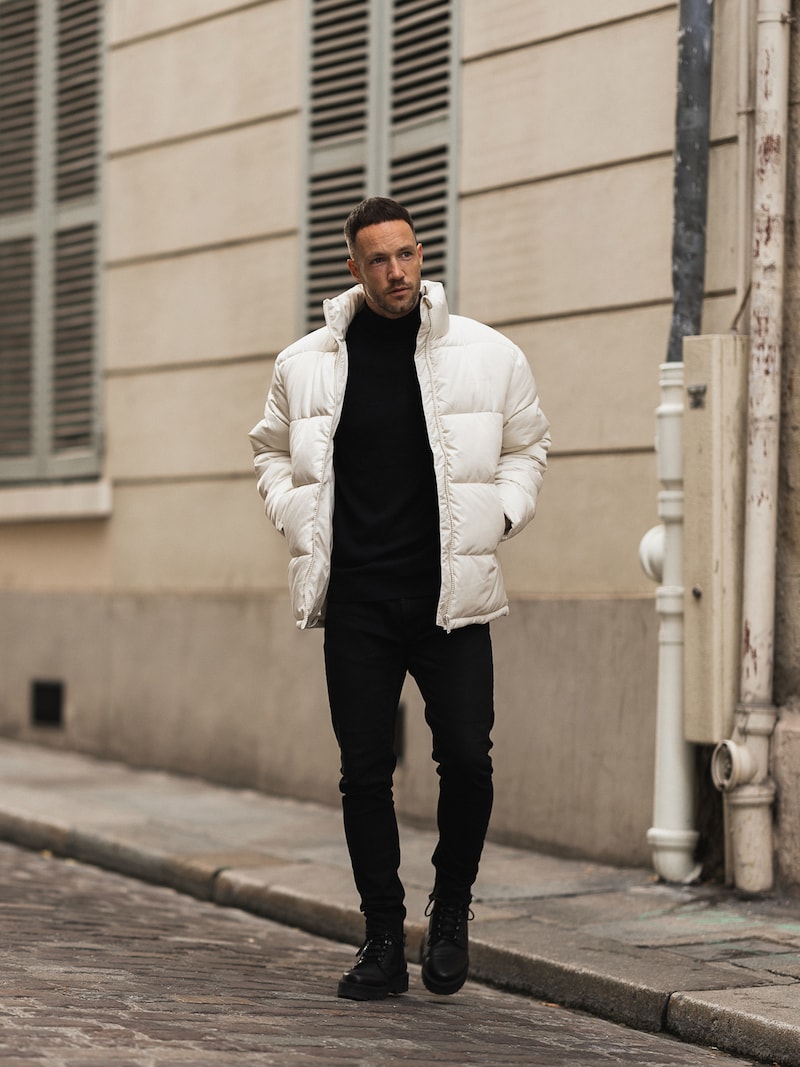 Varsity Jacket Street Style Mens Parka White Pin By Bruno Engler