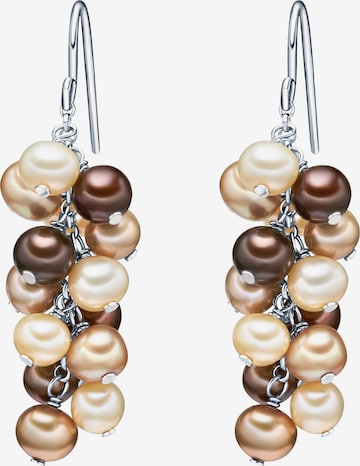 Boucles d'oreilles Valero Pearls en marron : devant