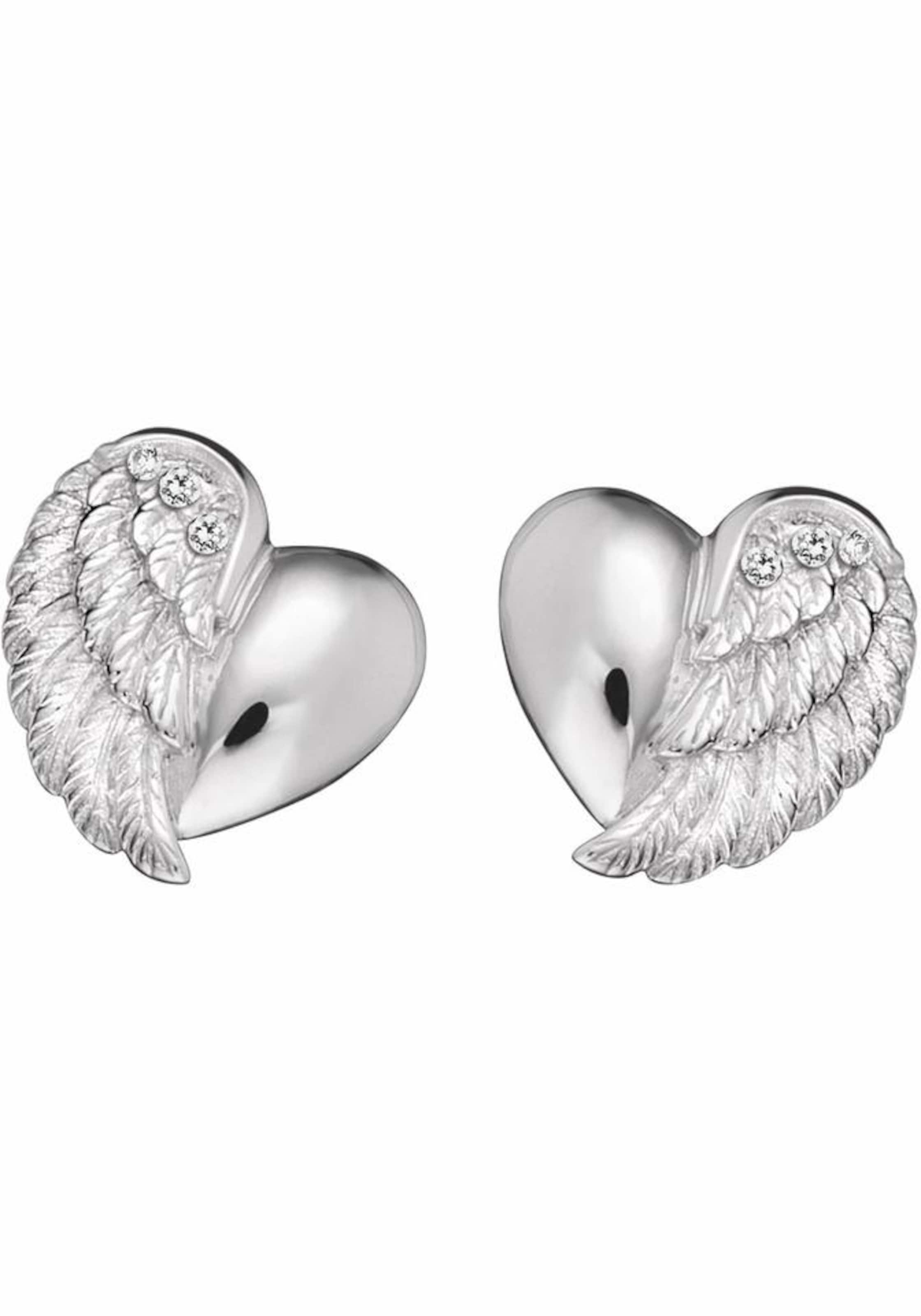 Engelsrufer Ohrstecker 'Herzflügel' in Silber: Vorderseite