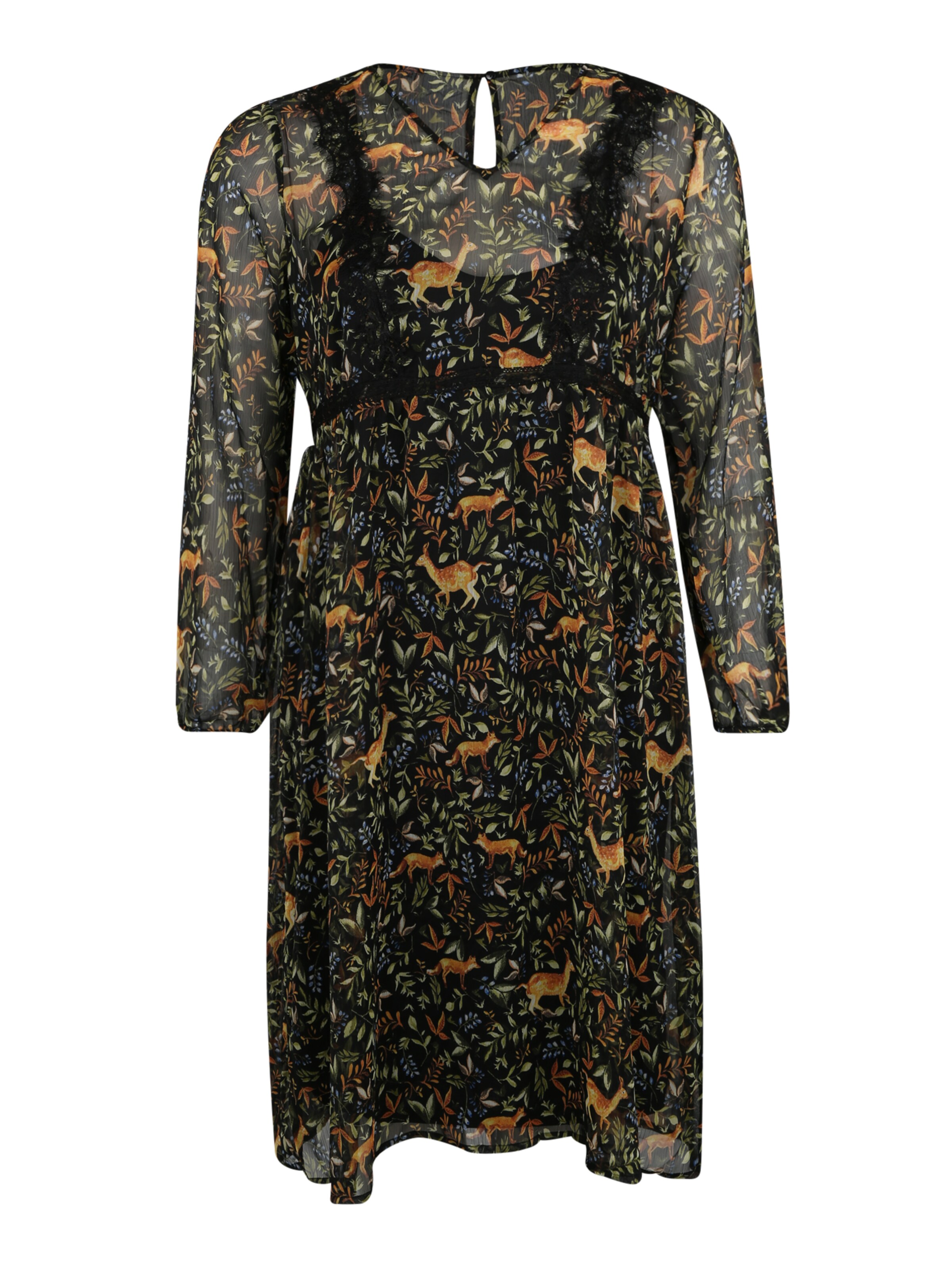 Junarose - Avondjurk 'JRALKIA L/S MIDI DRESS - K' in de kleur Zwart