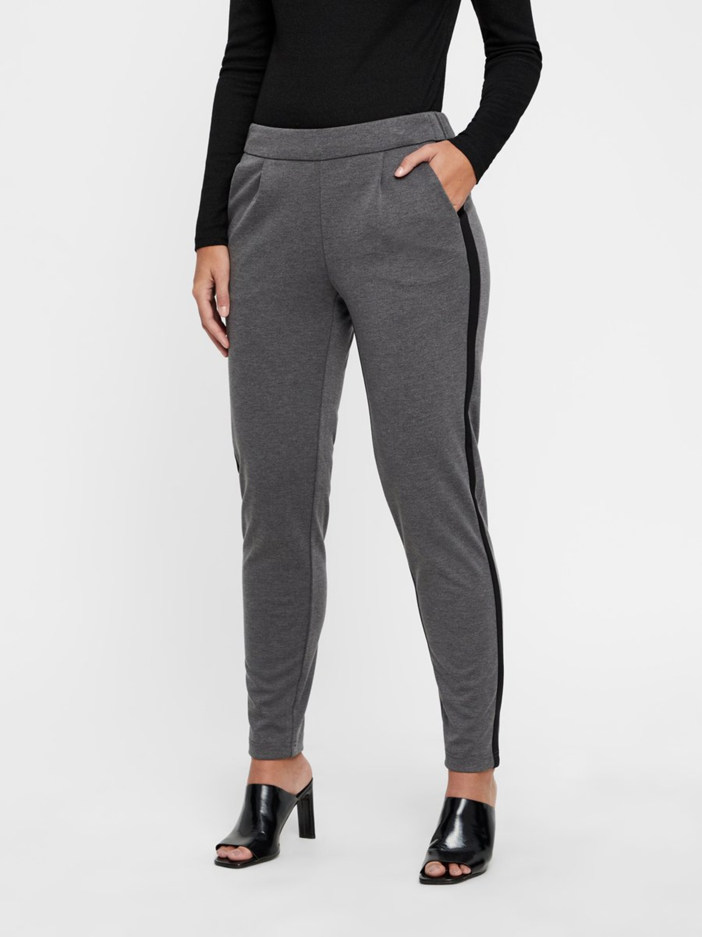 sötétszürke / fekete VERO MODA Nadrág: Elölnézet