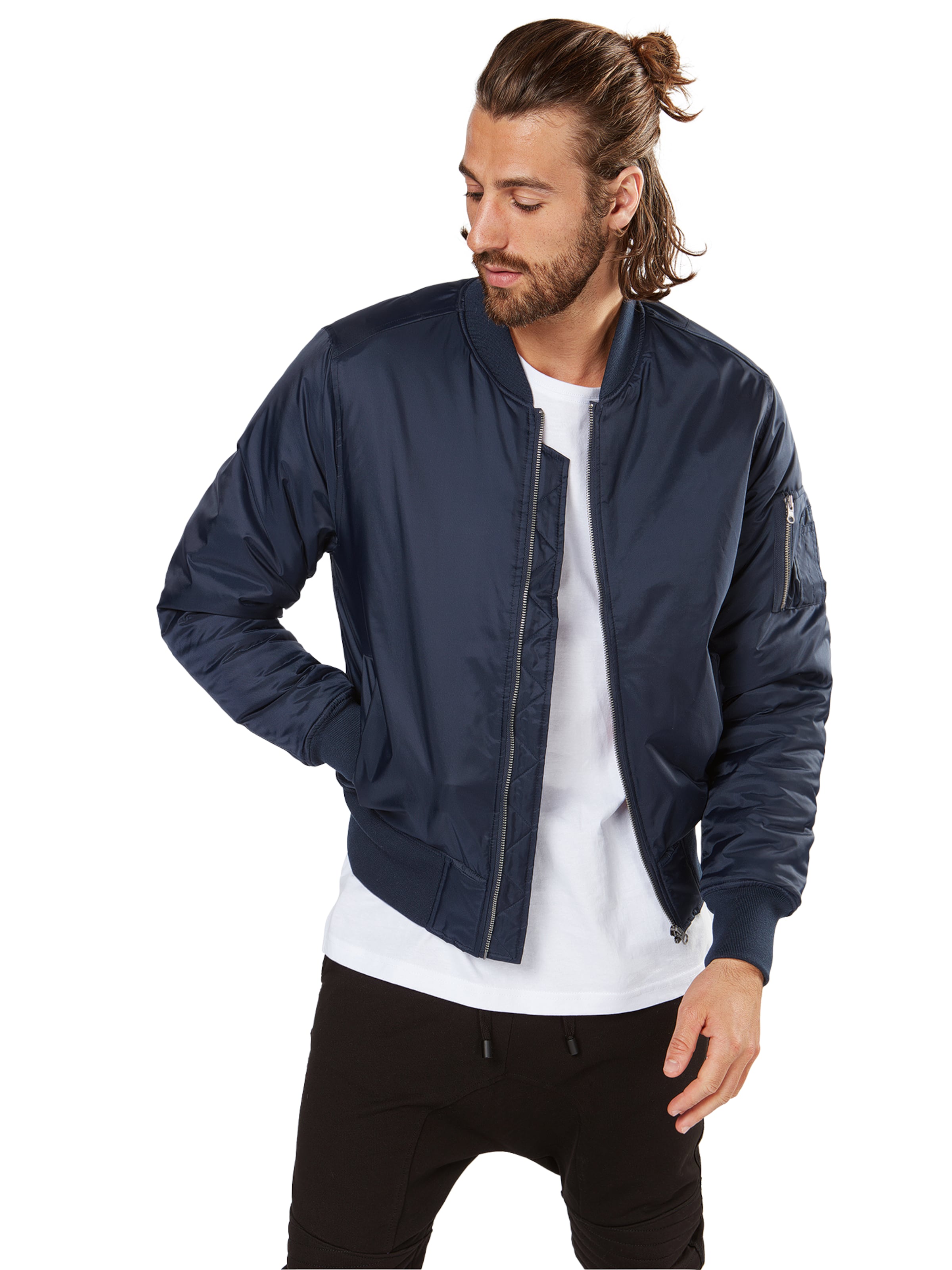Veste mi-saison Urban Classics en bleu : devant