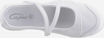 CITY WALK Ballet Flats with Strap in White