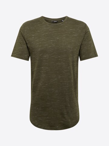 T-Shirt 'onsMATTY MELANGE LONGY TEE' Only & Sons en vert : devant