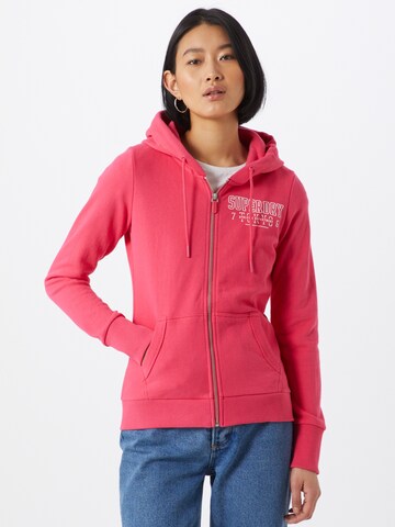 Superdry Sweatjacke 'Track & Fied' in Pink: predná strana