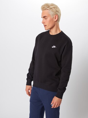 Nike Sportswear Regular fit Μπλούζα φούτερ 'Club Fleece' σε μαύρο: μπροστά