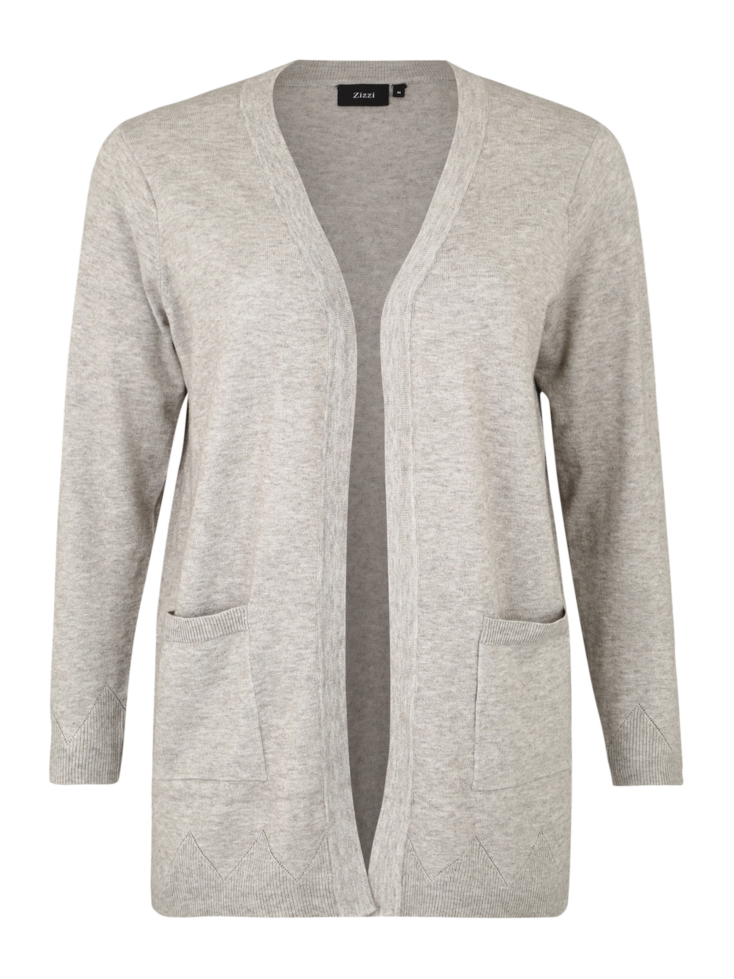 Zizzi - Gebreid vest 'MRIO L/S LONG CARDIGAN' in de kleur Grijs gemêleerd