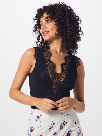 PIECES - Camisa body 'Ilu' em preto: frente