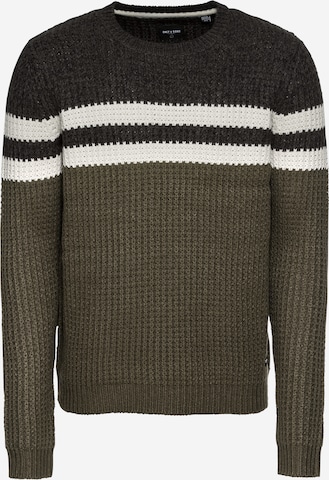 Only & Sons Πουλόβερ 'onsLAZLO STRIPED CREW NECK KNIT' σε πράσινο