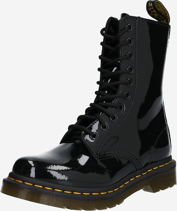 Ghete cu șireturi de la Dr. Martens pe negru: față