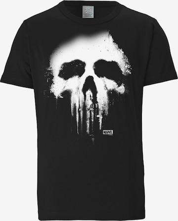 LOGOSHIRT Shirt 'Punisher Marvel' in Zwart: voorkant