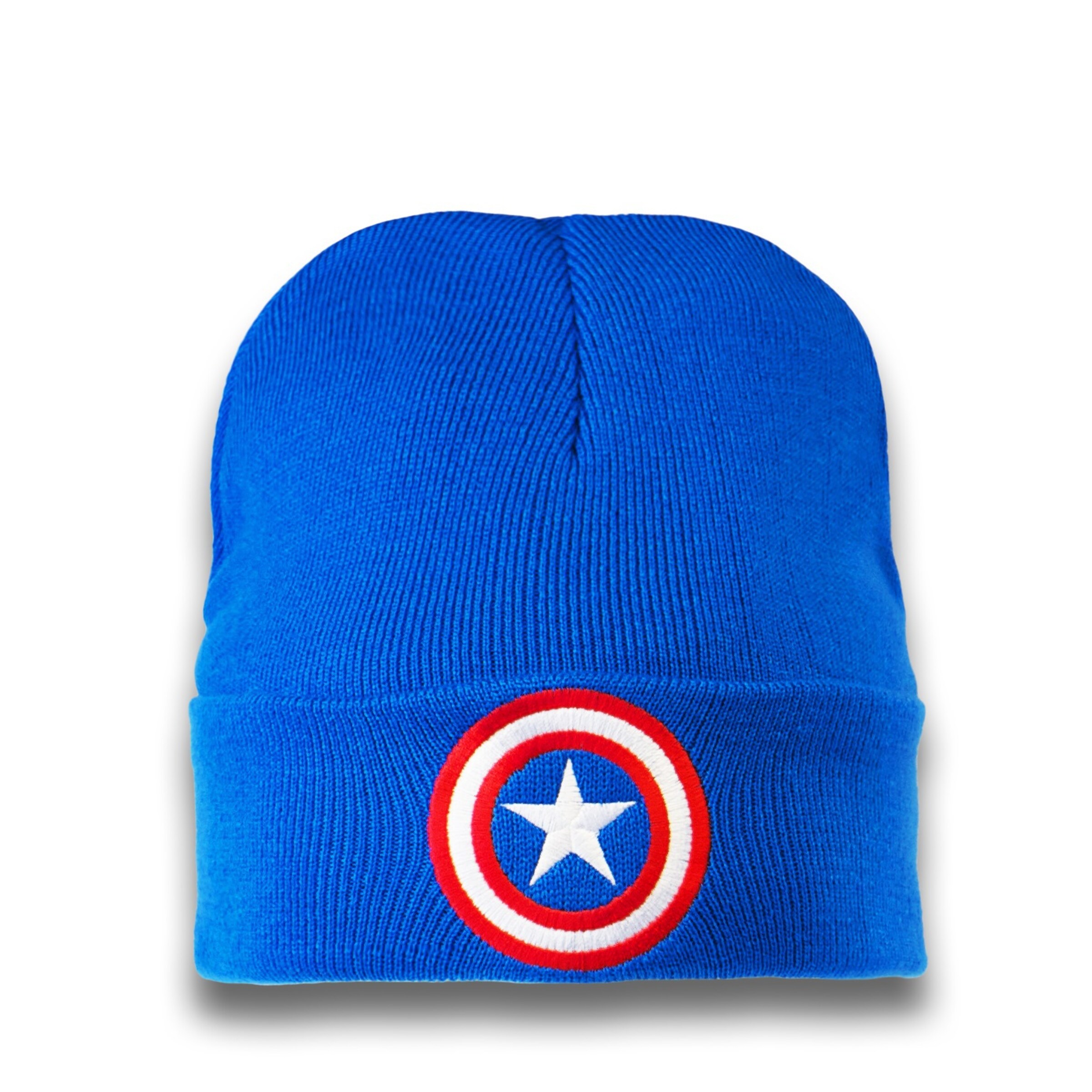 LOGOSHIRT Beanie 'Captain America – Logo' in Blue: front