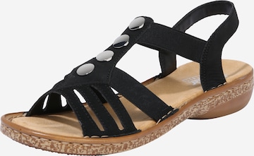 Rieker Sandals in Black: front