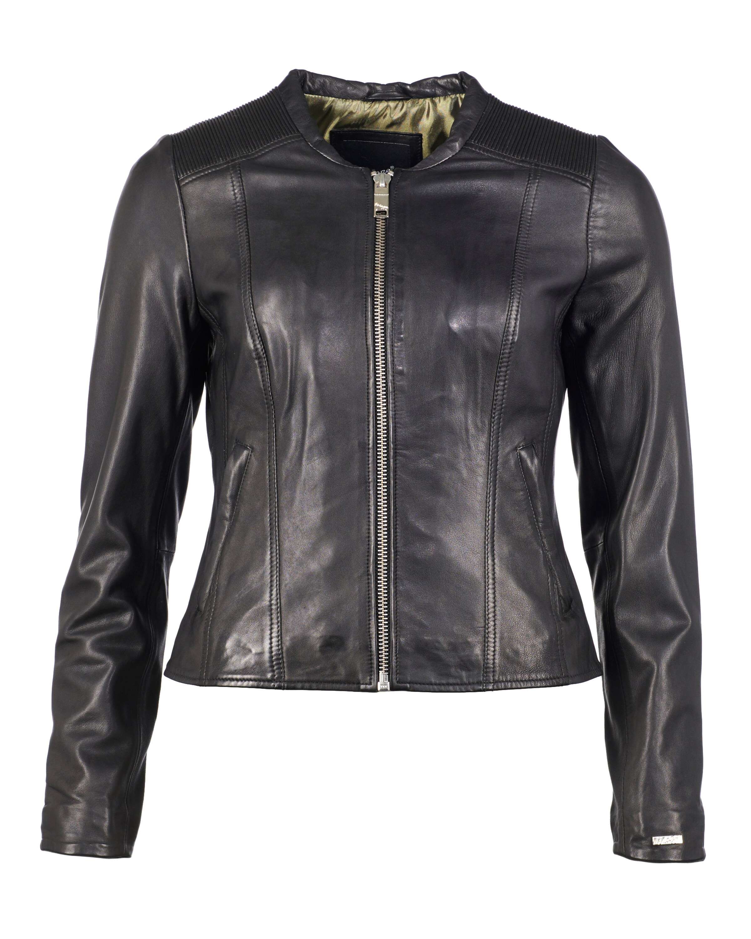 Maze Lederjacke 'Smaragd' in Schwarz: Vorderseite